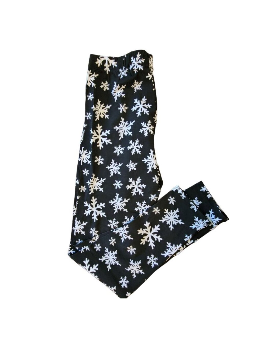 Black and White Snowflake Leggings Winter Holiday Juniors Size S 3/5 JJ3221